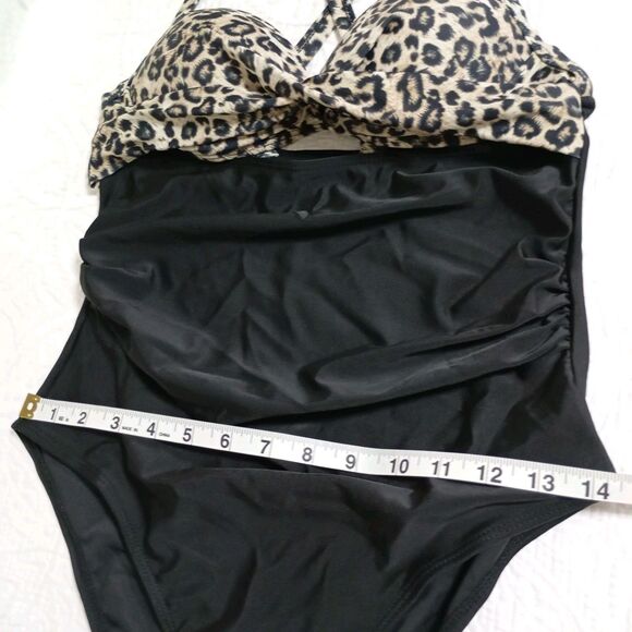 Swimsuit Women's One-Piece , Size M, Black And Animal Print NEW - Picture 11 of 12